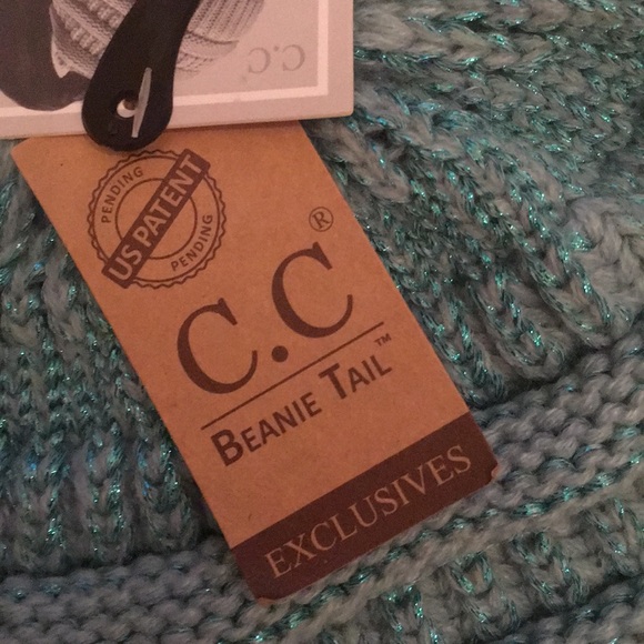 C.C Messy Bun Beanie Tail in Mint Metallic - Picture 9 of 15
